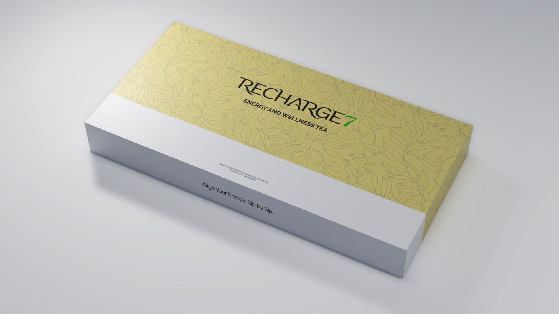 Close-up of a premium pyramid tea sachet from Recharge7 showcasing 188 years of Hong Kong traditional loose-leaf craftsmanship.